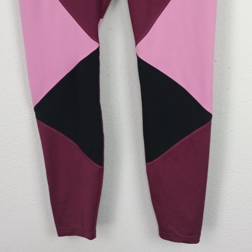 Nike Womens One Dri - Fit Geometric Pink Wine Black Colorblock Leggings sz M - Picture 4 of 11